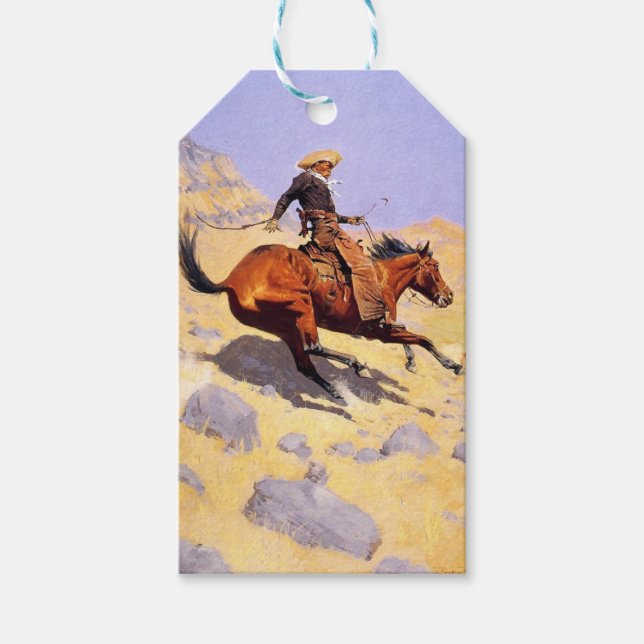 Étiquettes-cadeau The Cowboy (par Frederic Remington) (Devant)