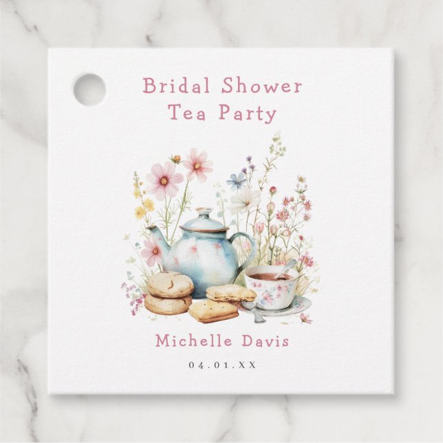 Étiquettes Cadeau Thé de mariage floral avec les amies de la mariée (Devant)