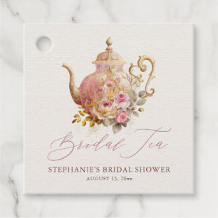 Étiquettes Cadeau Thé de Rentrée Mariage Théière Florale Vintage Ros