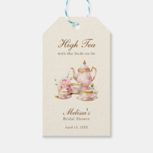 Étiquettes-cadeau Thé élégant Jaune pastel Or Shower de mariage