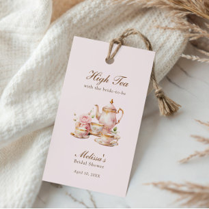 Étiquettes-cadeau Thé Élevé Rose Pastel Or Baby Shower Mariage