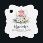 Étiquettes Cadeau Thé floral à l'anniversaire<br><div class="desc">Tea party,  marque de service</div>