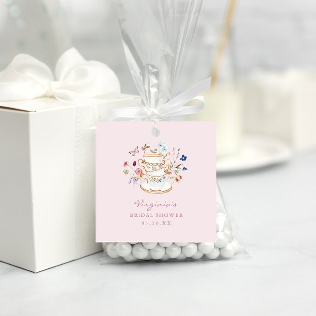 Étiquettes Cadeau Thé Party Rose (Pink Floral Tea Party Favor Tags by Painted Paperie
)