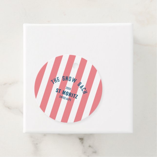 Étiquettes Cadeau The Snow Bach Cabine Rose Rayure Enterrement de Vi (En situation)