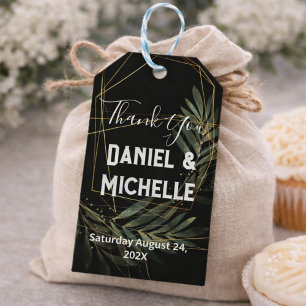 Étiquettes-cadeau Thème Botanique Mariage Arché Noir Moderne