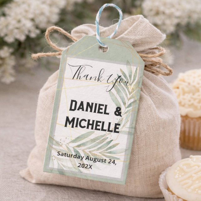 Étiquettes-cadeau Thème Botanique Mariage Arché Noir Moderne (Créateur téléchargé)