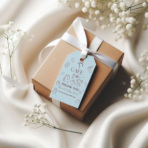 Étiquettes-cadeau Thème Café Bleu Bow Cafe Bebe Garçon Baby Shower