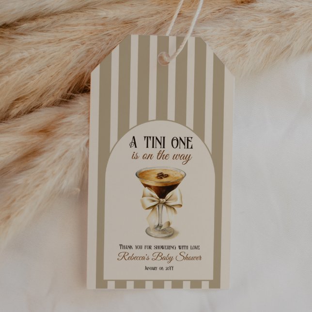 Étiquettes-cadeau Thème café Espresso Martini Baby shower Bow (Créateur téléchargé)