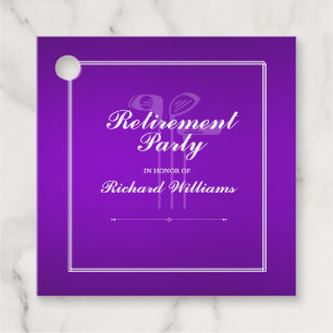Étiquettes Cadeau Thème classique de golf de retraite violet blanc