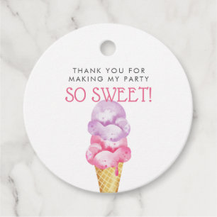 Étiquettes Cadeau Thème Crème de glace rose fête d'anniversaire