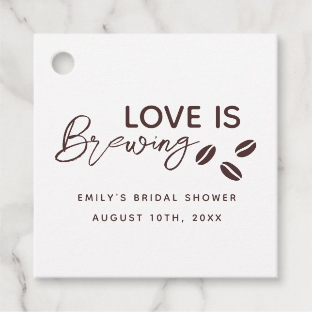 Étiquettes Cadeau Thème de café de douche de nuptiale de l'amour est (Devant)