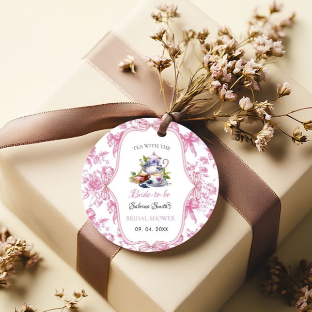 Étiquettes Cadeau Thème de fête de mariage Pink Wildflower Tea Party (Créateur téléchargé)