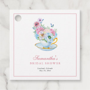 Étiquettes Cadeau Thème de fête de thé aquarelle pour enterrement de