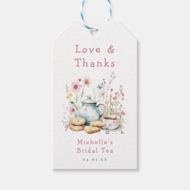 Étiquettes-cadeau Thème de fête de thé de mariage floral (Devant)