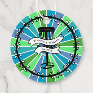 Étiquettes Cadeau Thème de golf sur disque Art pop bleu et vert