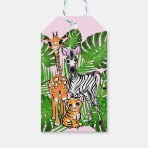 Étiquettes-cadeau Thème de la jungle tigre de la girafe zébrée