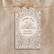 Thème de livre Brun Floral Baby Shower Littéraire
