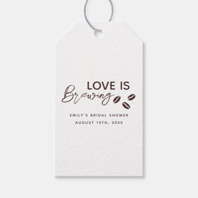 Étiquettes-cadeau Thème de mariage avec café 'L'amour se prépare' (Devant)