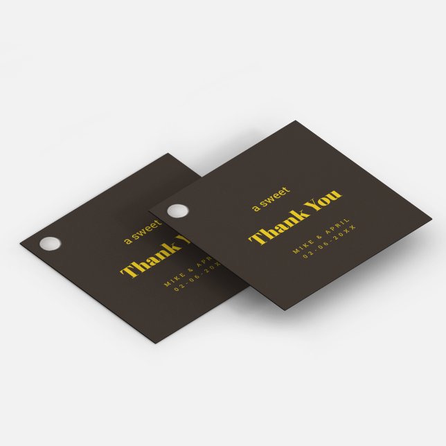 Étiquettes Cadeau Thème de Mariage doré noir riche (Thank your guests with the same wedding theme )