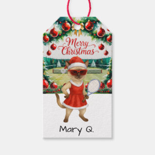Étiquettes-cadeau Thème de Noël Tennis pour les amoureux des chats