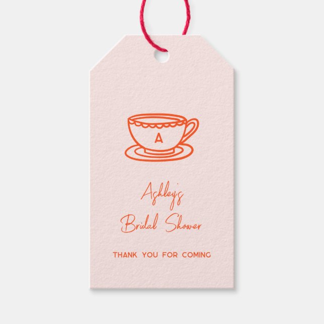 Étiquettes-cadeau Thème de thé pour douche de mariée gribouillage fa (Devant)