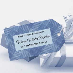 Étiquettes-cadeau Thème d'hiver Plaid bleu affaires/personnel 10