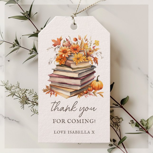 Étiquettes-cadeau Thème du livre d'automne | Baby shower Merci Favor (Créateur téléchargé)