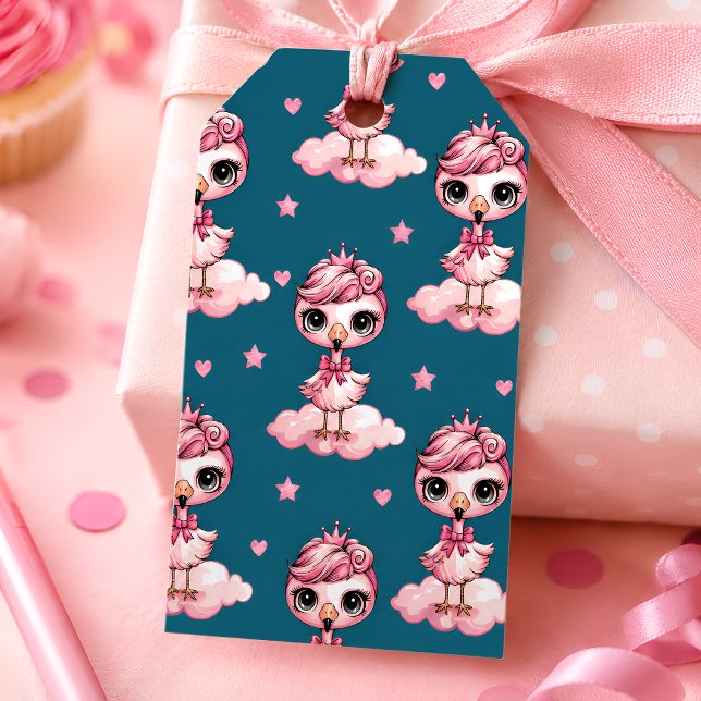 Étiquettes-cadeau Thème Flamant Rose Fille (Créateur téléchargé)