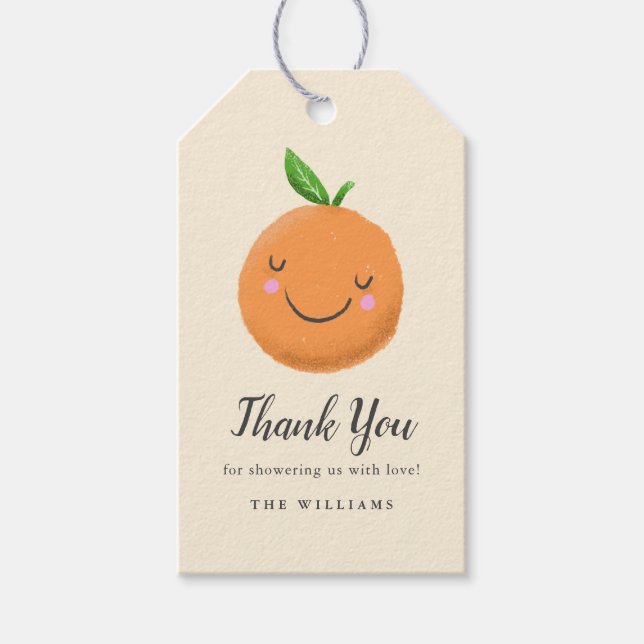 Étiquettes-cadeau Thème Little Cutie Jaune Baby shower Favoriser (Devant)