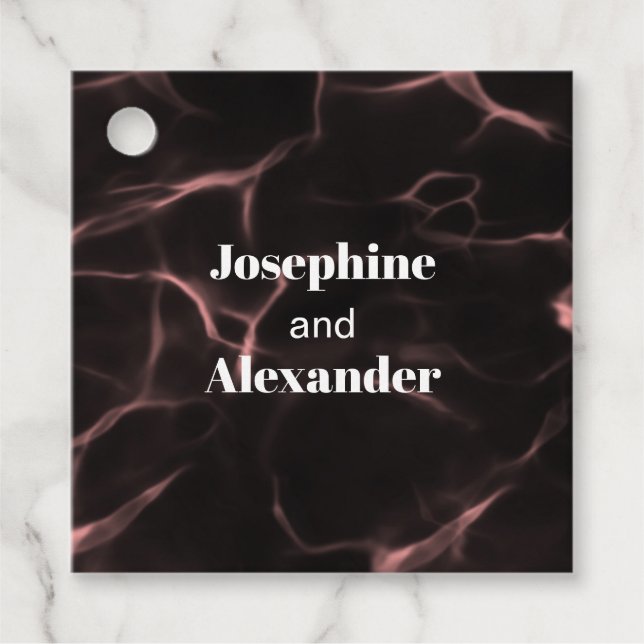 Étiquettes Cadeau Thème marbré rose et noir (Devant)