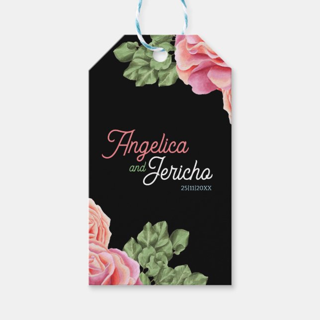 Étiquettes-cadeau Thème Mariage rose (Devant)