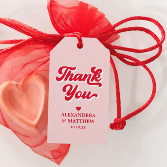 Étiquettes-cadeau Thème Mariage rouge et rose Favoriser (Créateur téléchargé)