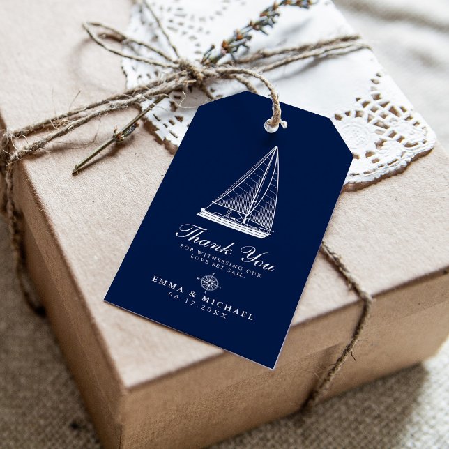 Étiquettes-cadeau Thème nautique Mariage Voilier Custom Marine (Créateur téléchargé)