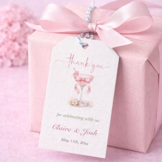 Étiquettes-cadeau Thème Rose Tini One pour sa Baby Shower Merci