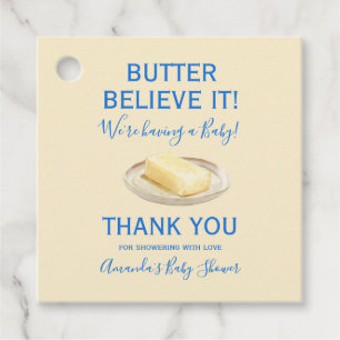 Étiquettes Cadeau Thème Rustique Beurre Jaune Bleu Baby Shower