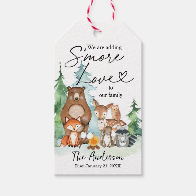 Étiquettes-cadeau Thème S'more Love en Forêt (Devant)