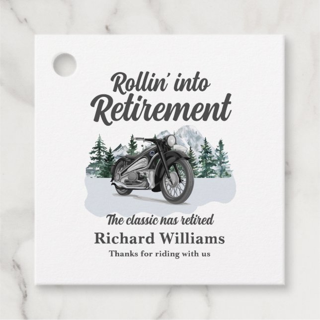 Étiquettes Cadeau Thème Voyage Retraite Classic Motorbike Rolling (Devant)