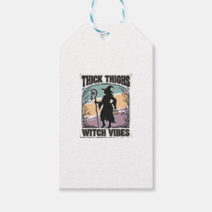 Étiquettes-cadeau Thick Thighs Witch Vibes Vintage Halloween Tee_1