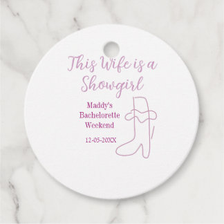 Étiquettes Cadeau this wife is a showgirl bachelorette party purple 