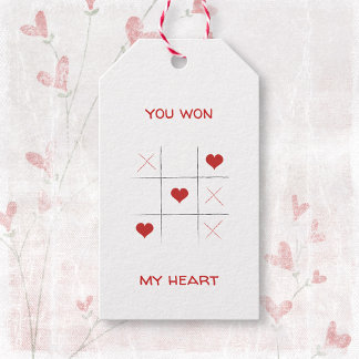 Étiquettes-cadeau Tic-tac-toe minimaliste simple pour la Saint-Valen