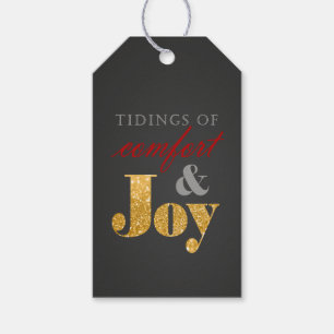 Étiquettes-cadeau Tidings Comfort & Joy Gold Sparkle Christmas