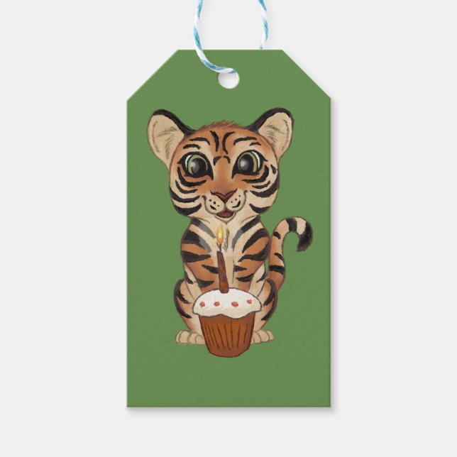 Étiquettes-cadeau Tigre d'anniversaire (Devant)