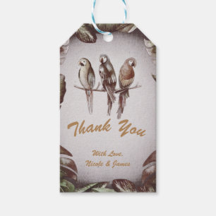 Étiquettes-cadeau Tiki Tropical Vintage Oiseaux Perroquets et Feuill