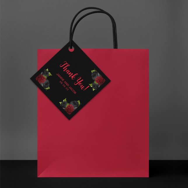 Étiquettes Cadeau Til Death Do Us Part Gothique Rose Noire et Rouge (Créateur téléchargé)