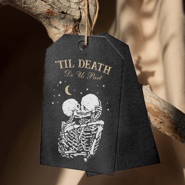 Étiquettes-cadeau Til Death Skeleton Goth Registre Mariage QR Code (Créateur téléchargé)