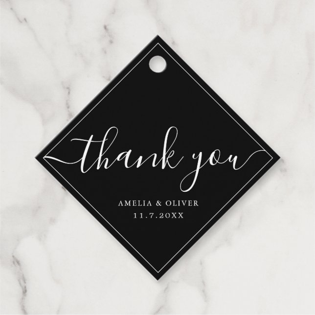 Étiquettes Cadeau Timeless Modern Minimalist Wedding | Thank You (Devant)