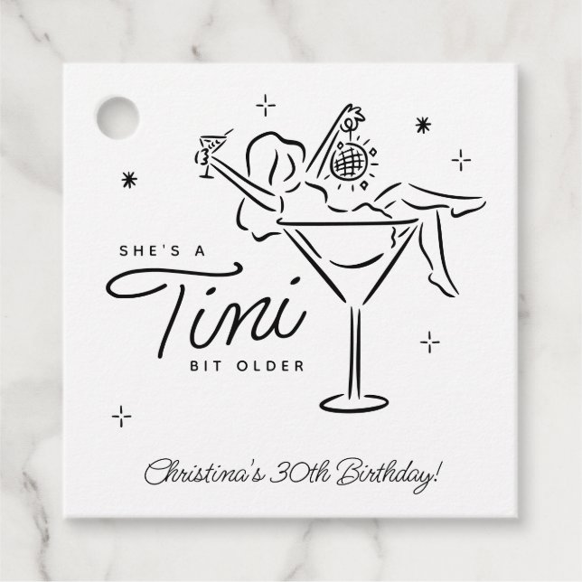 Étiquettes Cadeau Tini Bit Anniversaire de Martini Whimsical (Devant)