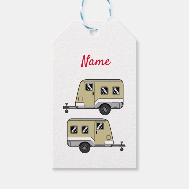 Étiquettes-cadeau Tiny Tan Caravan Camper Thunder_Cove (Devant)