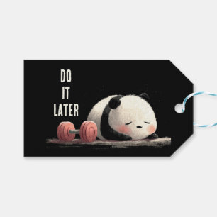 Étiquettes-cadeau Tired Panda Gym – Dessins de sport drôles et migno