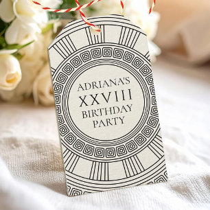 Étiquettes-cadeau Toga fête à thème avec le motif clé grec